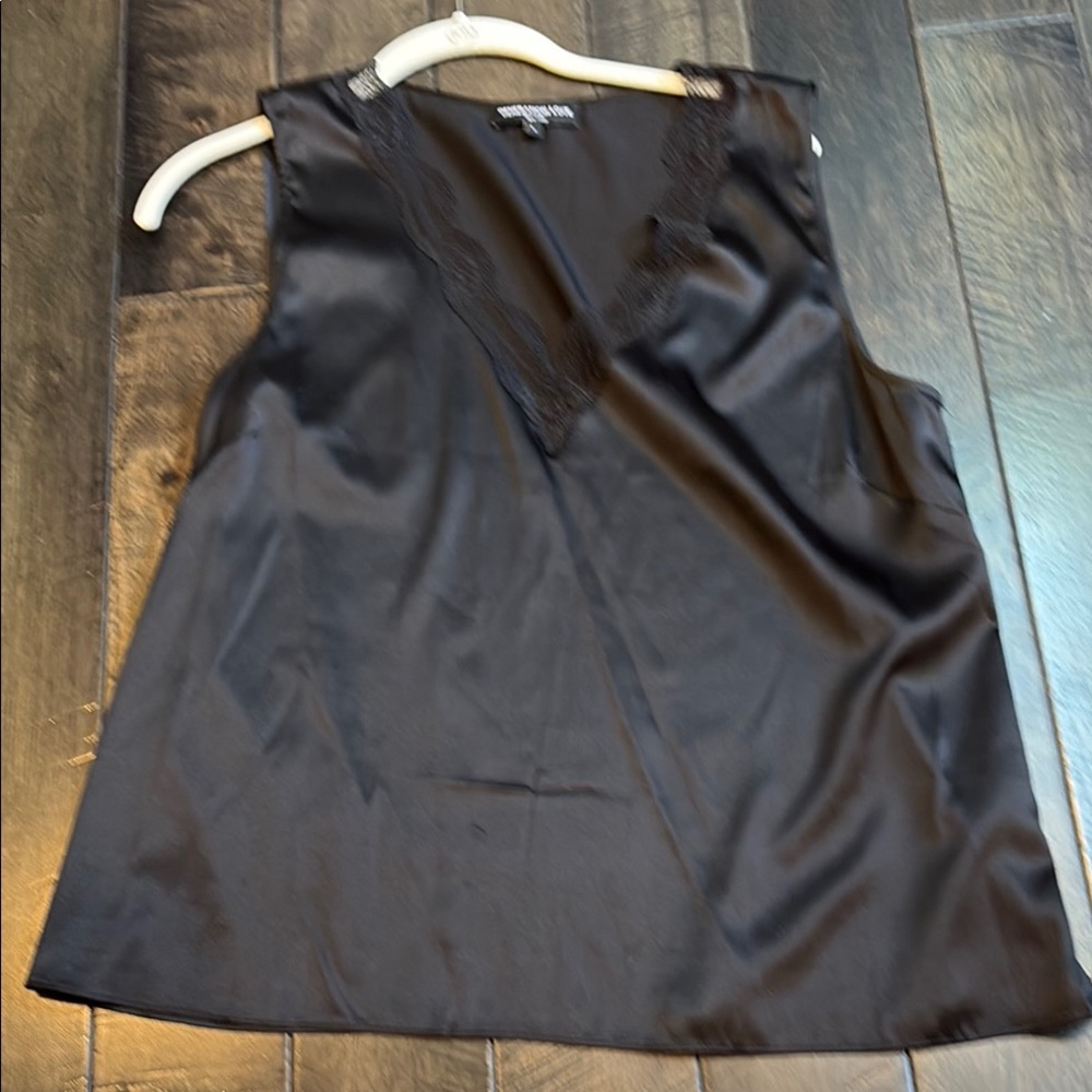 Black Sleeveless Top with Lace Trim